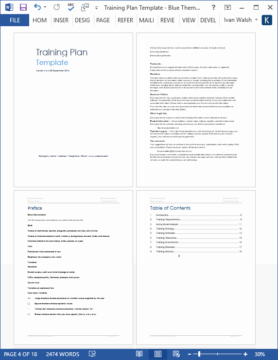 Software Training Plan Template Unique Training Plan Template – 20 Page Word &amp; 14 Excel forms