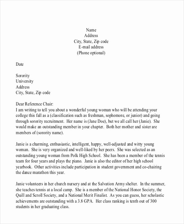 Sorority Letter Of Recommendation Fresh How to Write A sorority Re Mendation Letter