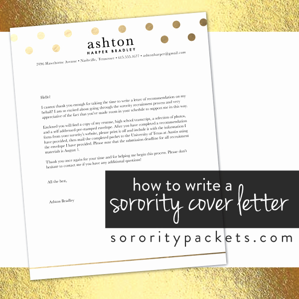 Sorority Letter Of Support New How to Write A Cover Letter for sorority Recruitment