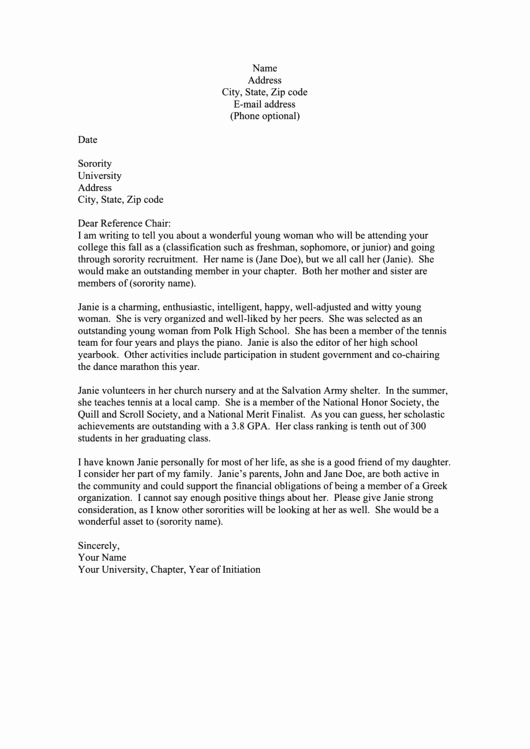 Sorority Letter Of Support New sorority Letter Support Letter Template Printable Pdf