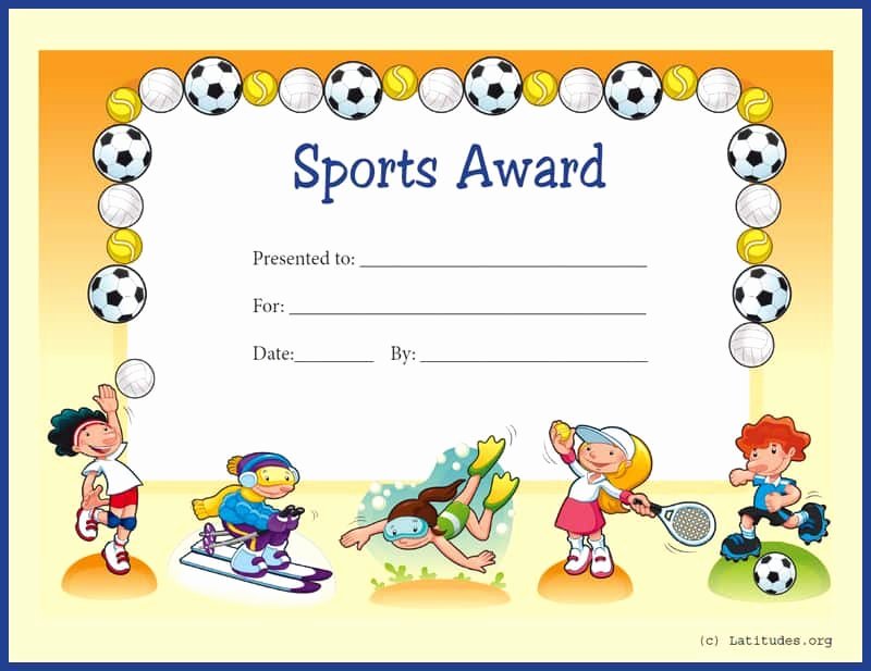 Sports Certificate Wording Elegant Free Sports Award Certificate Primary