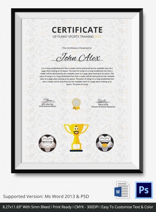 funny sports certificate