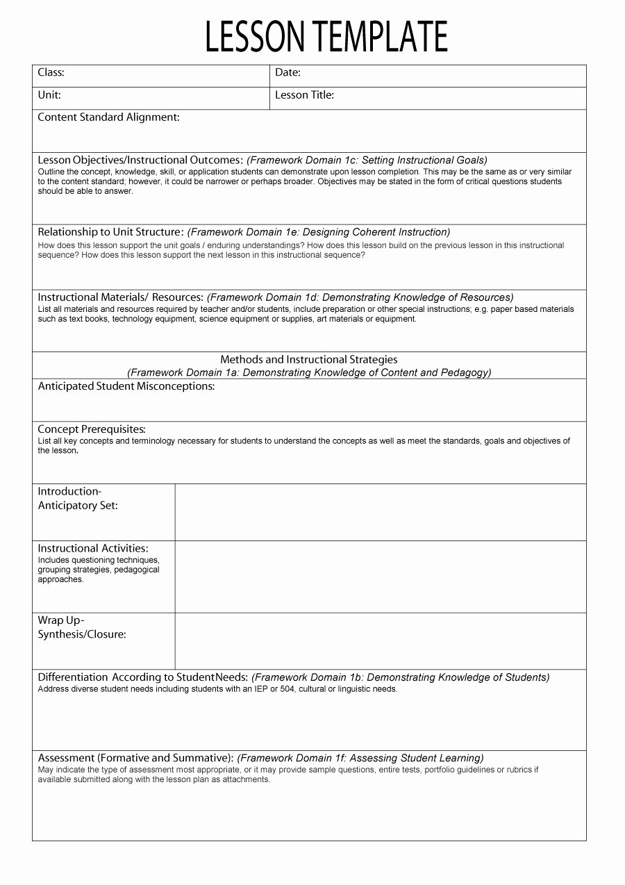 Standard Based Lesson Plan Template Awesome 44 Free Lesson Plan Templates [ Mon Core Preschool Weekly]