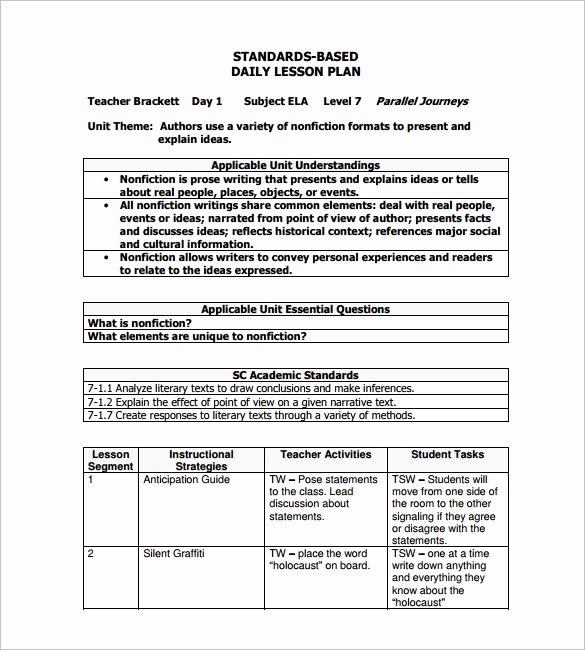 Standard Based Lesson Plan Template Fresh How to Make A Detailed Lesson Plan Pdf