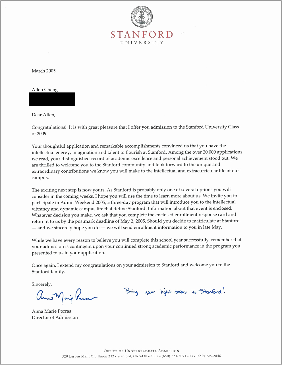 Stanford Letter Of Recommendation Awesome Stanford Acceptance Letter Real and Ficial