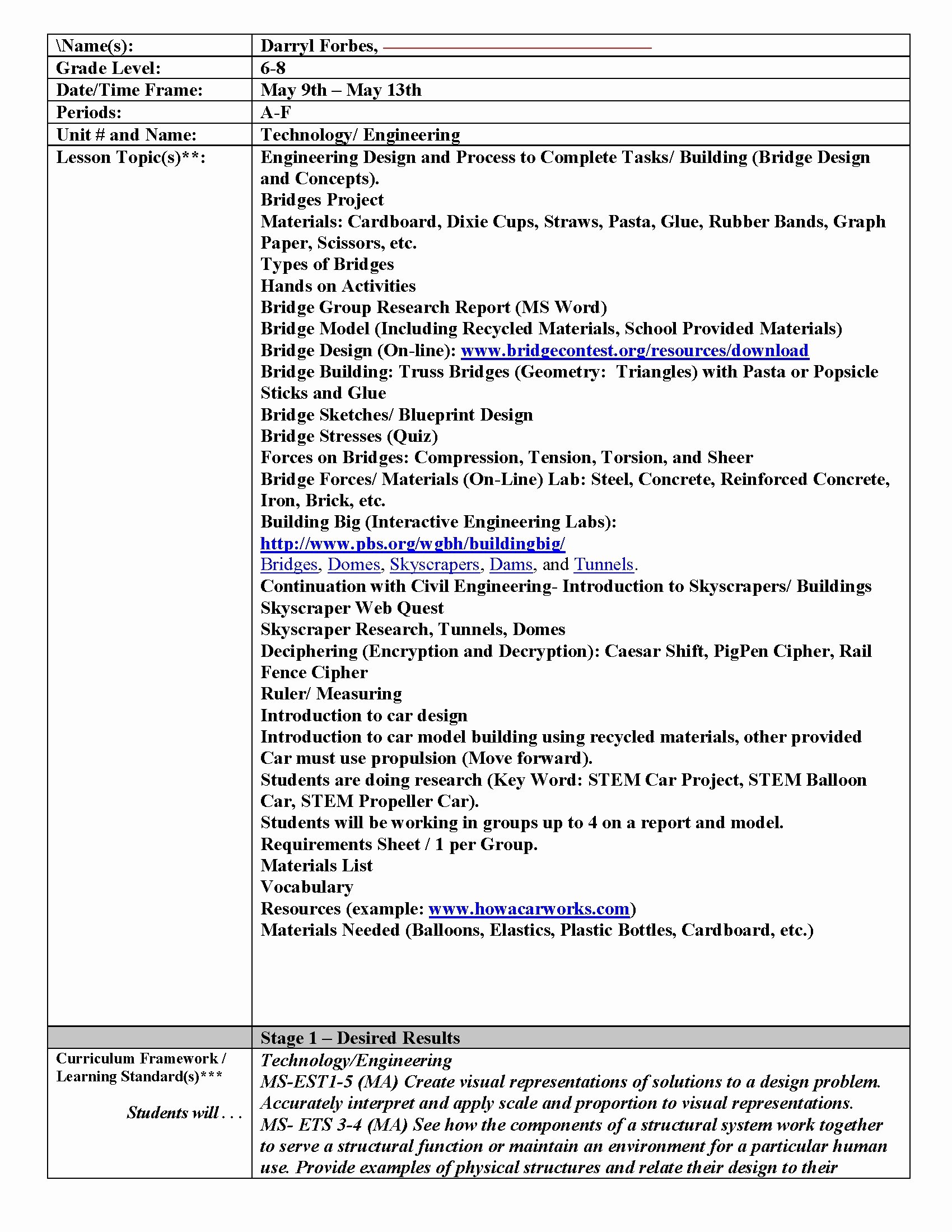 Stem Lesson Plan Template Awesome Best Letter Template Stem Lesson Plan Template Best
