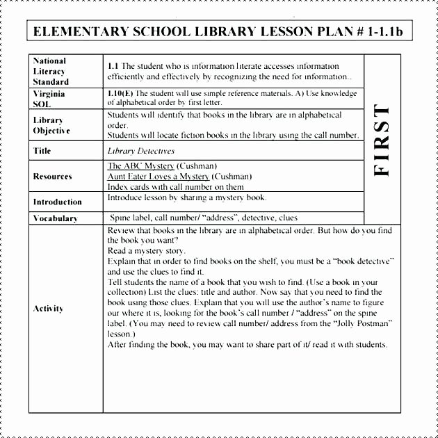 Stem Lesson Plan Template Inspirational Elementary Library Lesson Plan Template Library Lesson