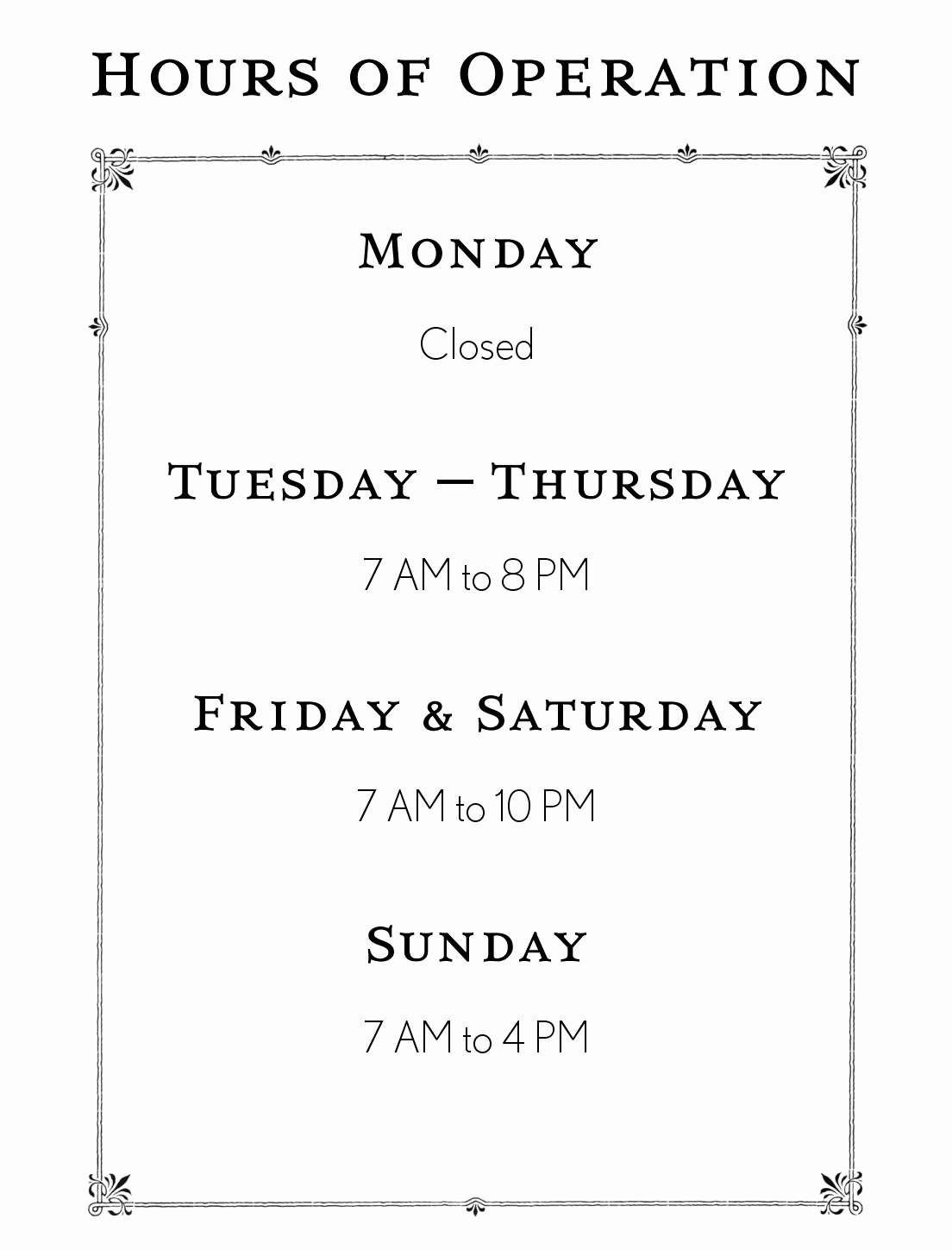 35 Store Hours Template Word Hamiltonplastering