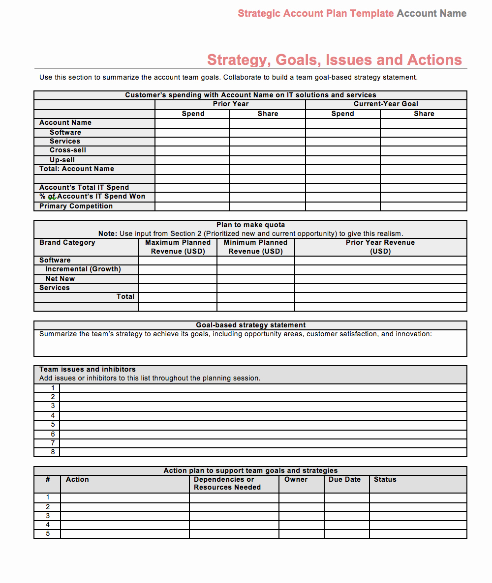 Strategic Account Plan Template Awesome Strategic Account Plan Template