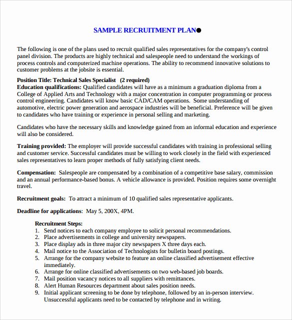 Student Recruitment Plan Template Unique Sample Recruitment Plan Templates 7 Free Documents In Pdf