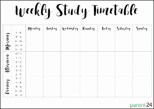Study Plan Template for Students Inspirational Study Schedule Template