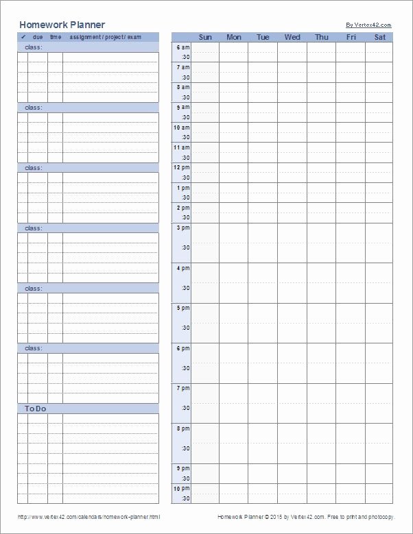 Study Plan Template for Students Luxury Download A Free Homework Planner Template for High School