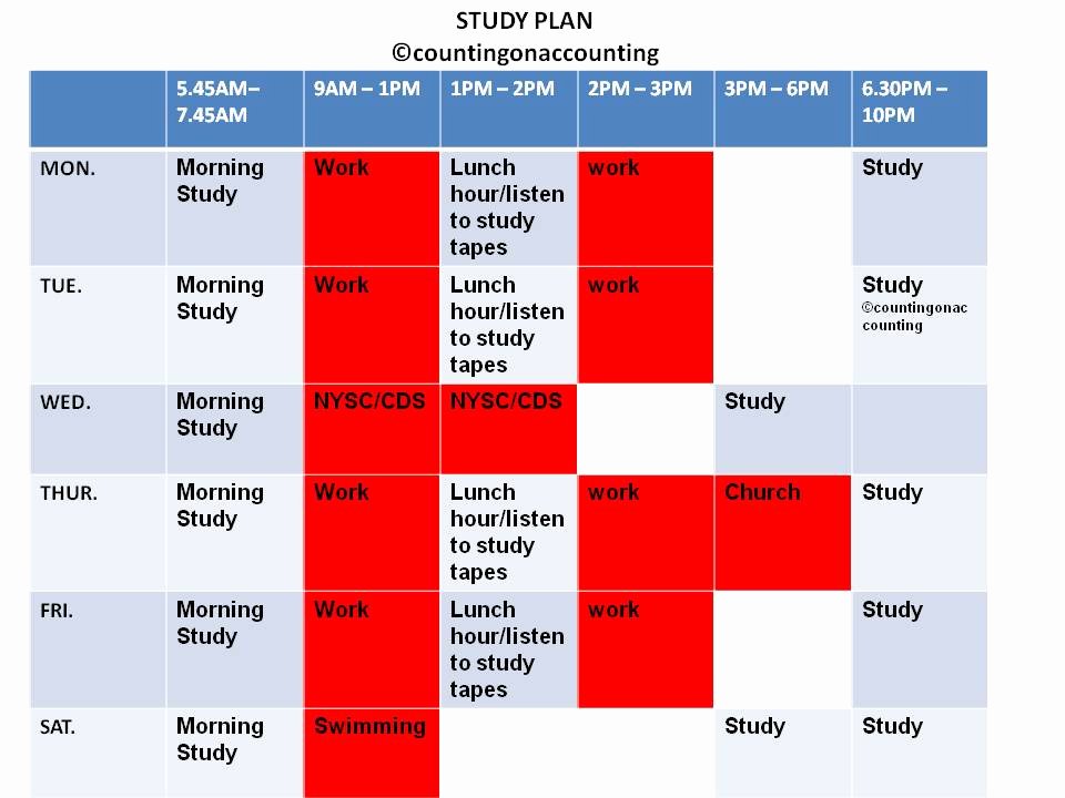Study Plan Template for Students Luxury Study Plan