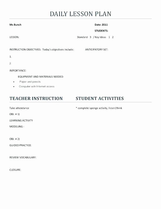 Sub Lesson Plan Template Lovely This Page Contains All Info About Kindergarten Science