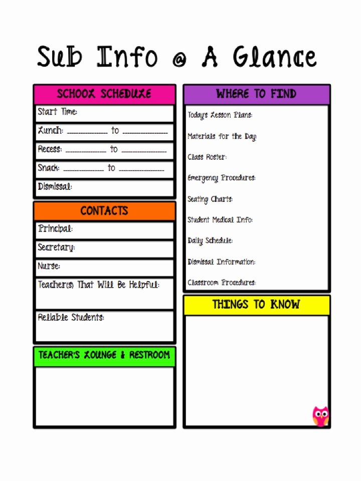 Substitute Lesson Plan Template Lovely Stellar In Sixth Free Substitute Binder Printables