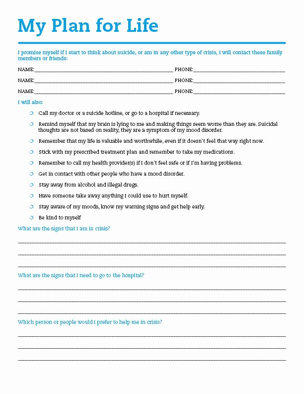 Suicide Safety Plan Template New 9 Wellness Recovery Action Plan Examples Pdf