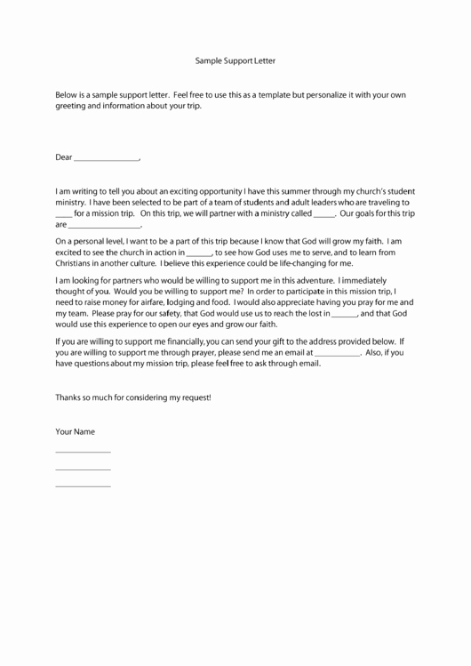 Support Letters for Mission Trips Lovely 7 Mission Trip Support Letter Templates Free to