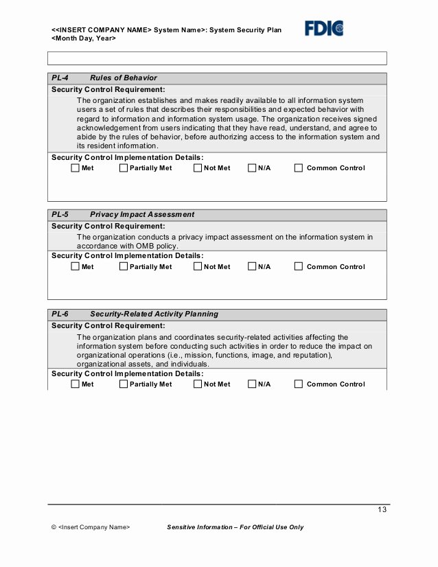 System Security Plan Template Lovely It Security Plan Template