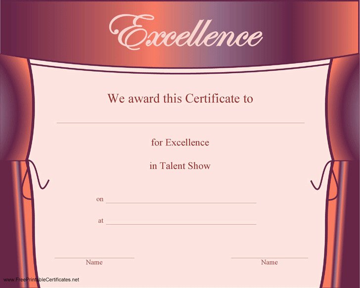 Talent Show Participation Certificate Unique Talent Show Certificate