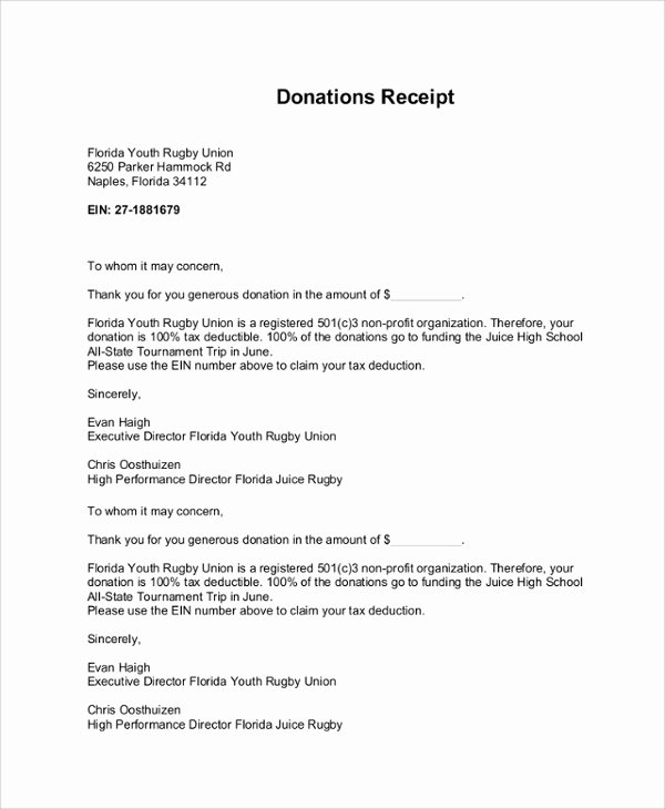 Tax Deductible Donation Receipt Template Awesome 8 Sample Donation Receipt Letters