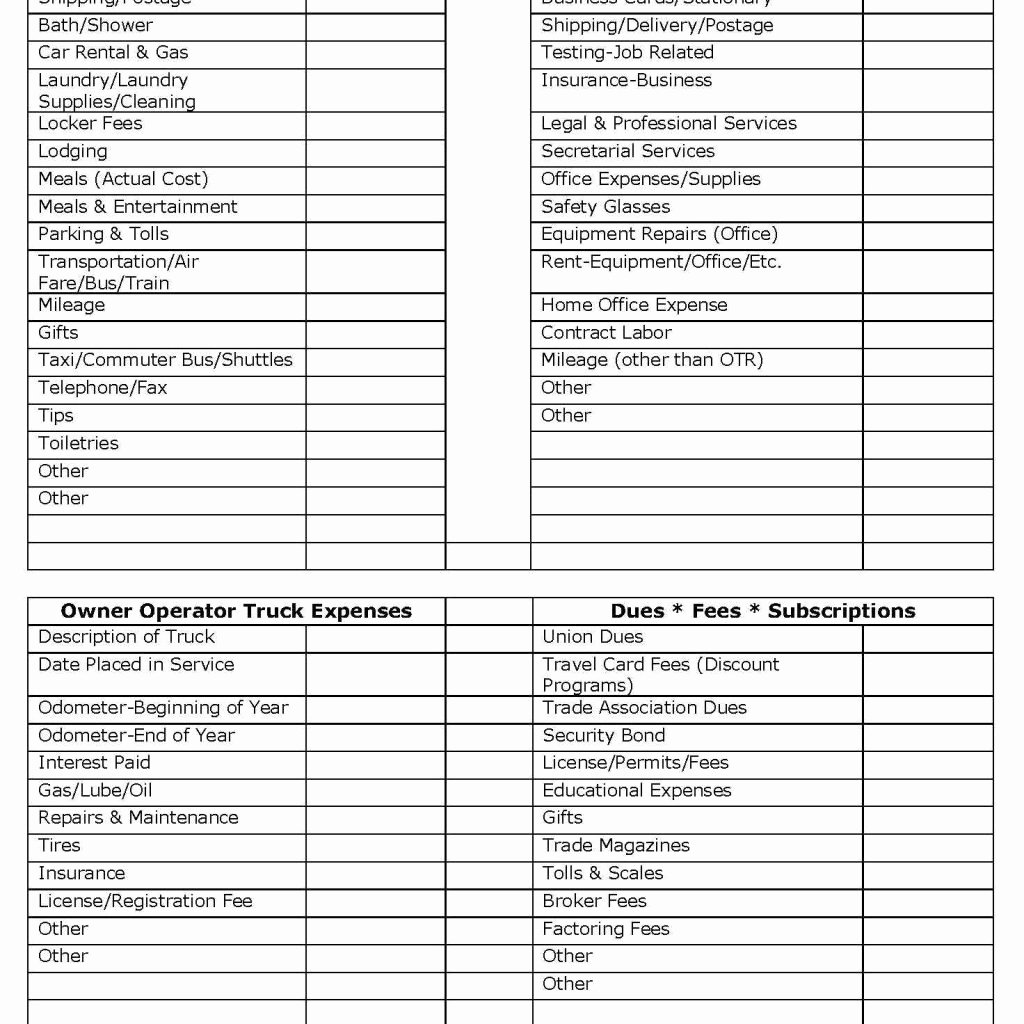 Tax Deductions for Courier Drivers New Home Fice Expense Spreadsheet Printable Spreadshee Home