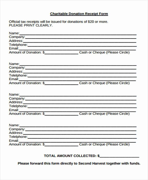 Tax Donation Receipt Template Elegant 36 Printable Receipt forms