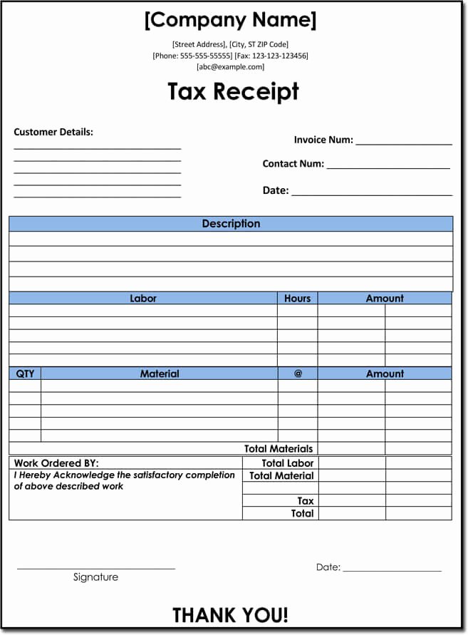 Tax Donation Receipt Template New 10 Tax Receipt Templates Donation Tax In E Tax