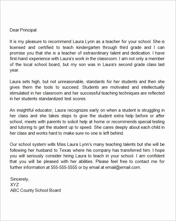 Teacher Letter Of Recommendation Lovely Re Mendation Letter for A Teacher who is Relocating