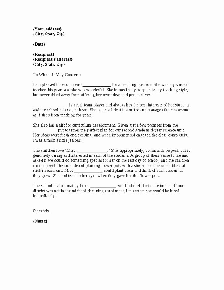 Teaching Letter Of Recommendation Template Lovely 25 Best Ideas About Teacher Letters On Pinterest