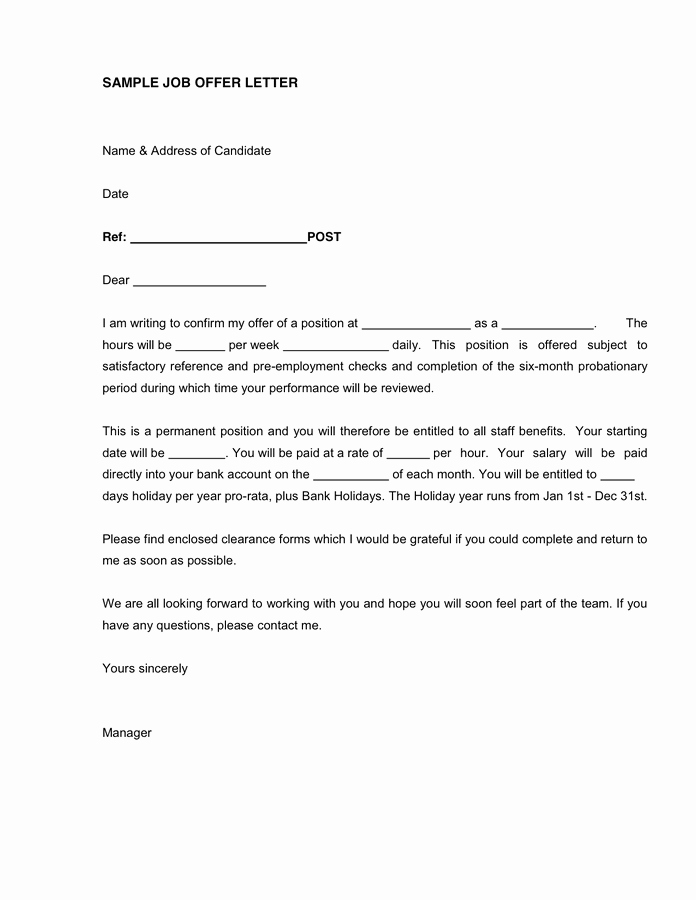 Temp to Perm Offer Letter Best Of Job Offer Letter In Word and Pdf formats