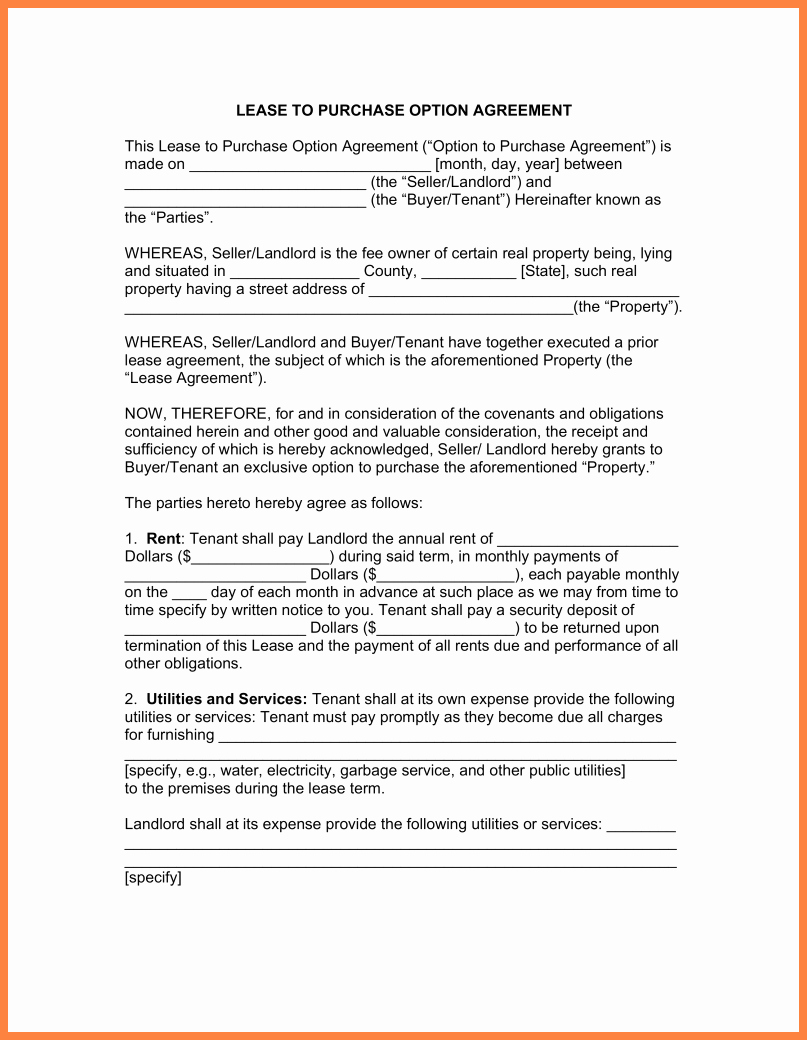 Tenant Buyout Agreement Best Of 5 Sample Lease Purchase Agreement Residential