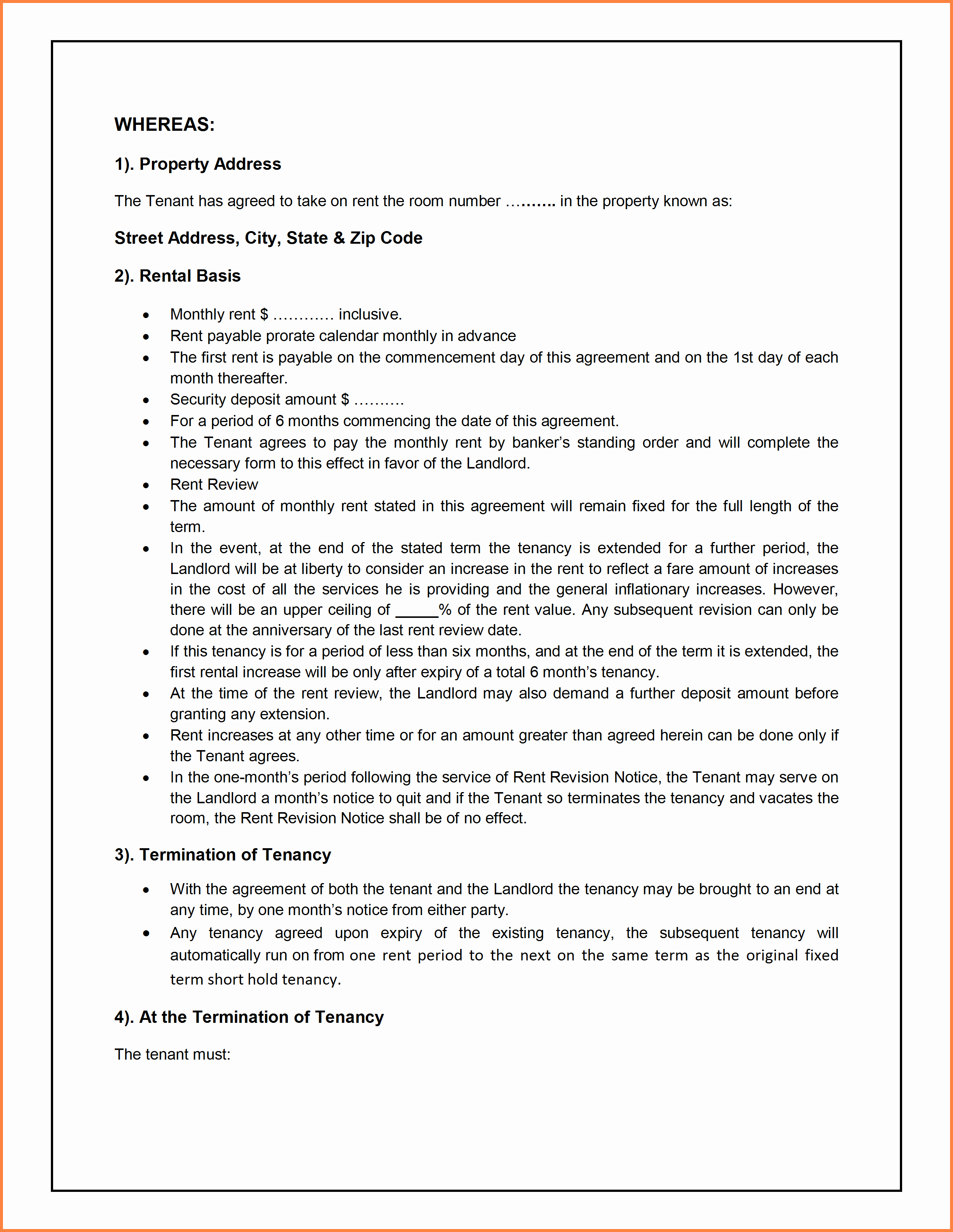Tenant Buyout Agreement Example Lovely 4 Rental Property Lease Agreement Template