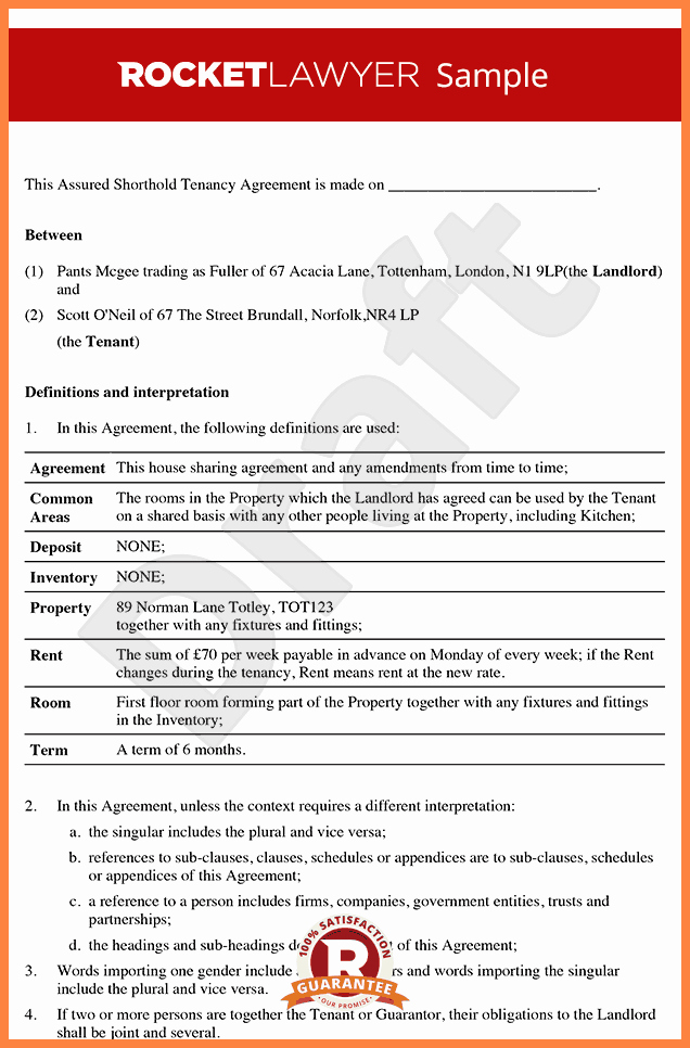 Tenant Buyout Agreement Example Unique 6 Private Landlord Tenancy Agreement Template