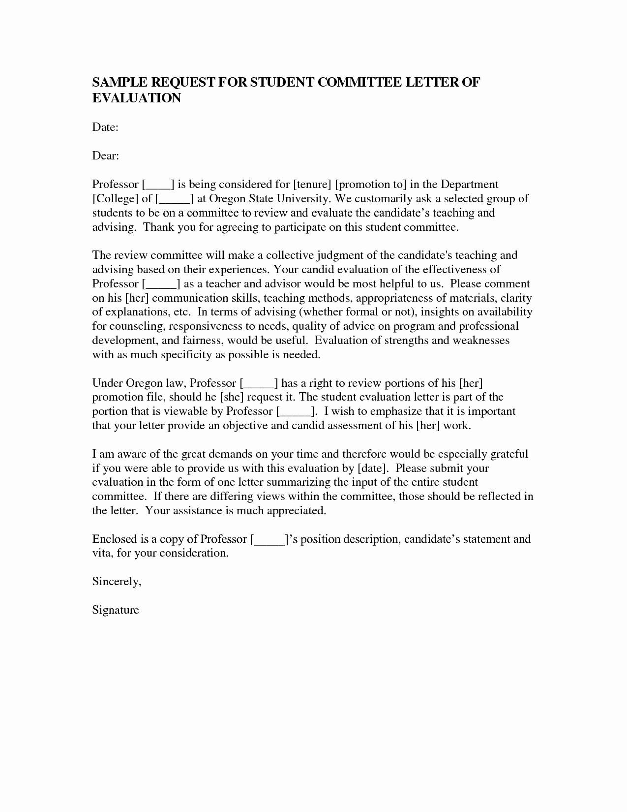 Tenure Recommendation Letter From Student Luxury Best S Of Students Evaluation Letter Sample Intern