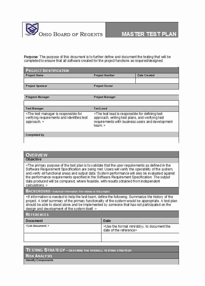 Test Plan Document Template Fresh 35 software Test Plan Templates &amp; Examples Template Lab