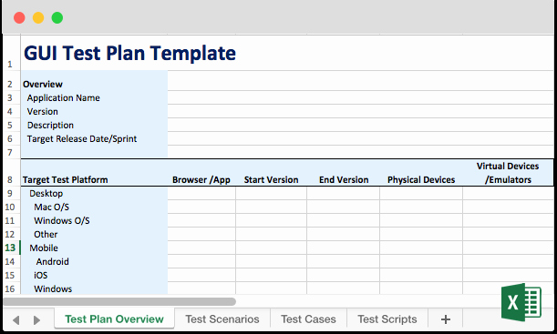 Test Plan Template Examples Excel