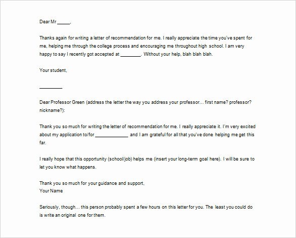 Thank You Recommendation Letter Elegant Thank You Letter for Re Mendation – 9 Free Word Excel
