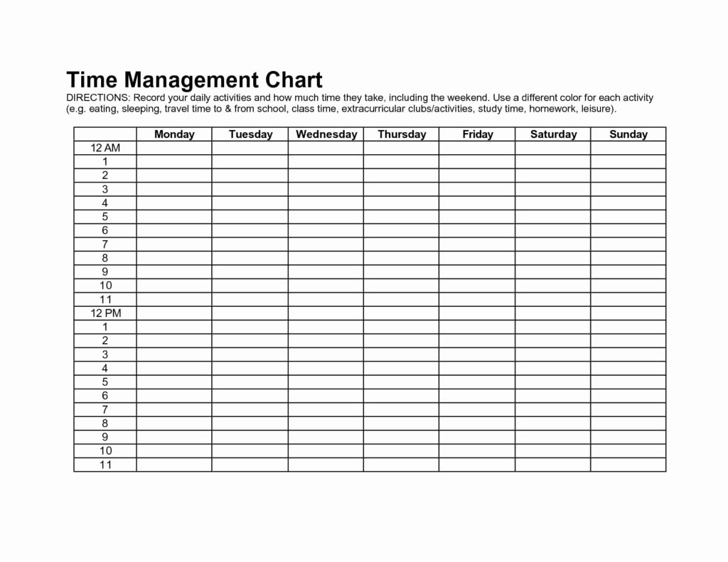 Time Management Plan Template Awesome Time Management Template for Students Time Management