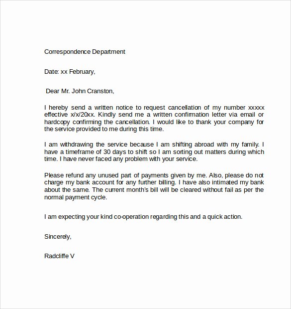 Timeshare Cancellation Letter Sample New 12 Notice Of Cancellation Letters Pdf Word Apple Pages