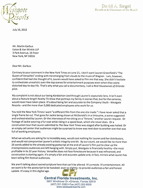 Timeshare Cancellation Letter Unique David Siegel Pushing Queen Of Versailles Makers to