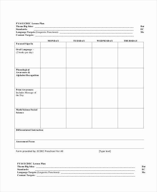 Toddler Lesson Plan Template Best Of Preschool Lesson Plan Template 10 Free Word Pdf Psd