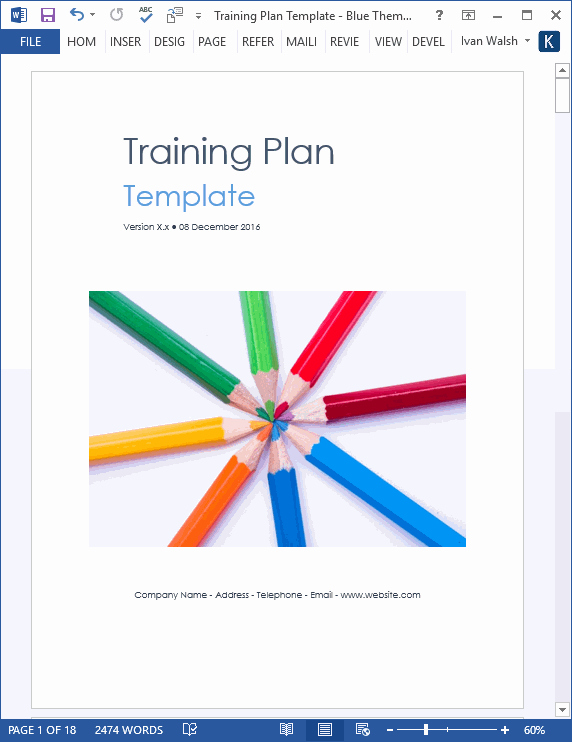Training Plan Template Word New Training Plan Template – 20 Page Word &amp; 14 Excel forms