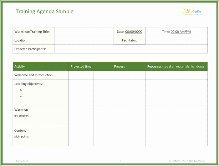 Training Plan Template Word Unique Free Training Agenda Template for Word Effective Agendas