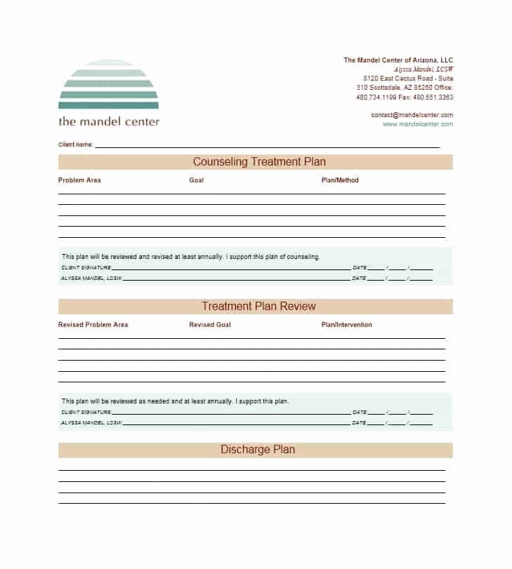 Treatment Plan Template for Counseling Elegant 35 Treatment Plan Templates Mental Dental Chiropractic