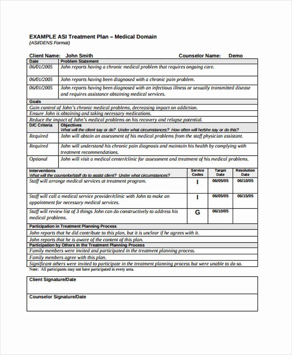 Treatment Plan Template for Counseling New 29 Free Treatment Plan Templates