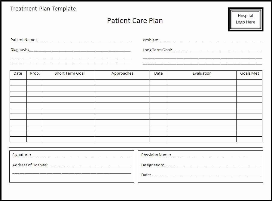 Treatment Plan Template Word Lovely Treatment Plan Template
