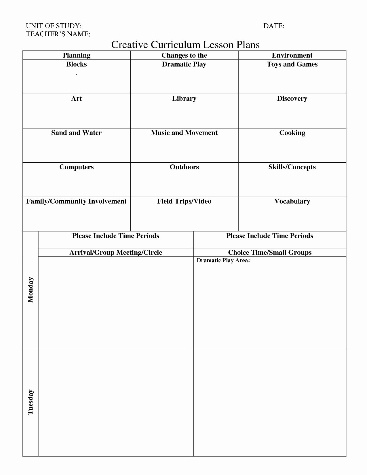 Tutoring Lesson Plan Template Awesome Print Creative Curriculum Lesson Plan Bing