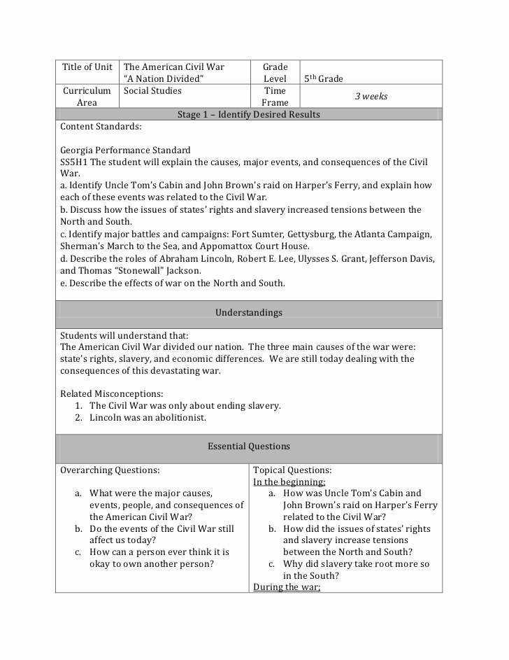 Ubd Lesson Plan Template Best Of Ubd Lesson Plan