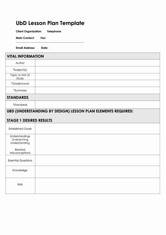 Ubd Lesson Plan Template Lovely Fillable Ubd Lesson Plan Template Page 2 Of 2 In Pdf