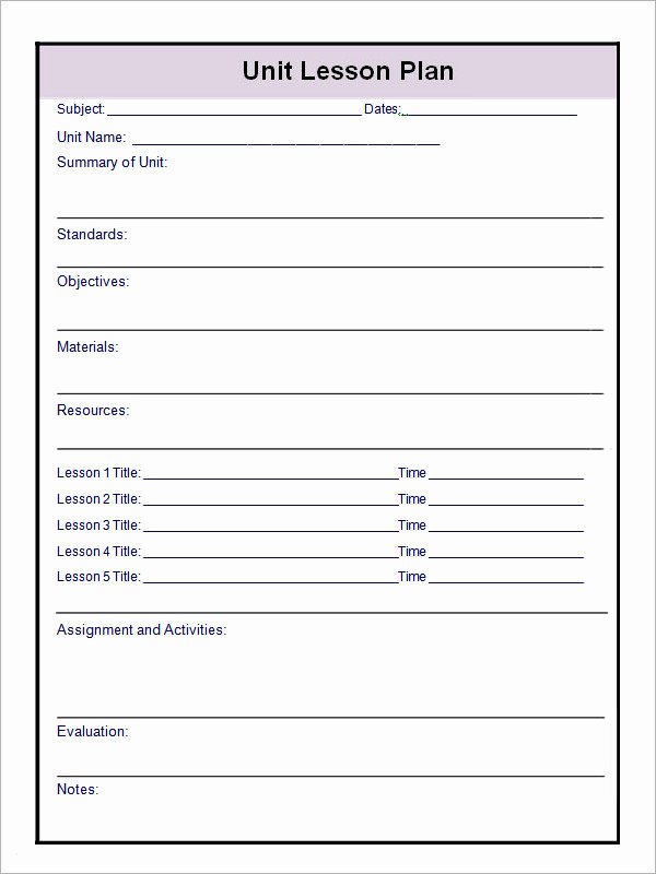 Unit Lesson Plan Template New 12 Sample Unit Plan Templates to Download for Free